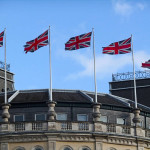 Flags on Trafalgar Square Grand Buildings