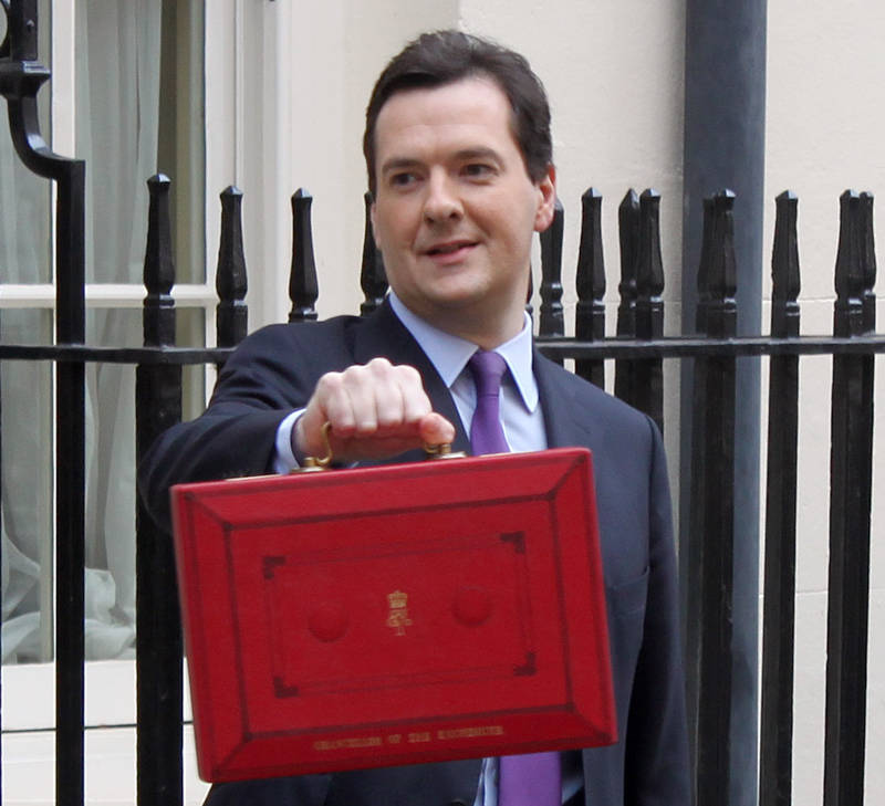 Chancellor George Osborne outside No.11 Downing Street on Budget Day